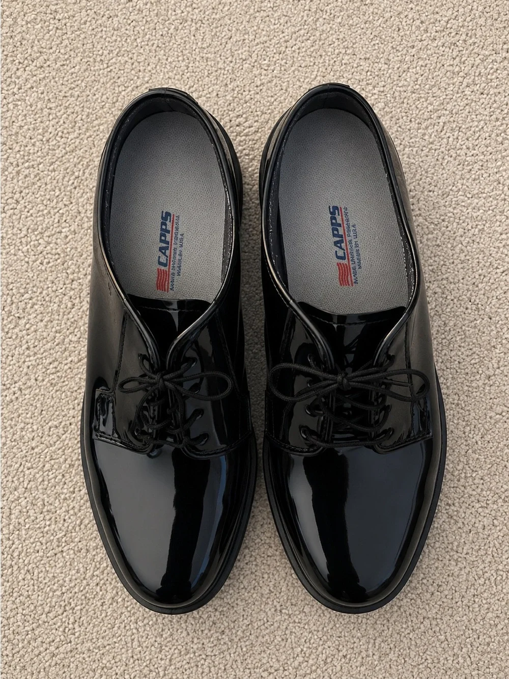 Corfam Military Dress Shoes High Gloss Black Uniform Oxfords